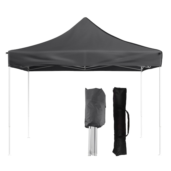 Stalwart Pop Up Canopy - 10x10 ft Tent - UPF30 Sun Shelter with Adjustable Height by Gray, 3PK 80-14-GRY - main